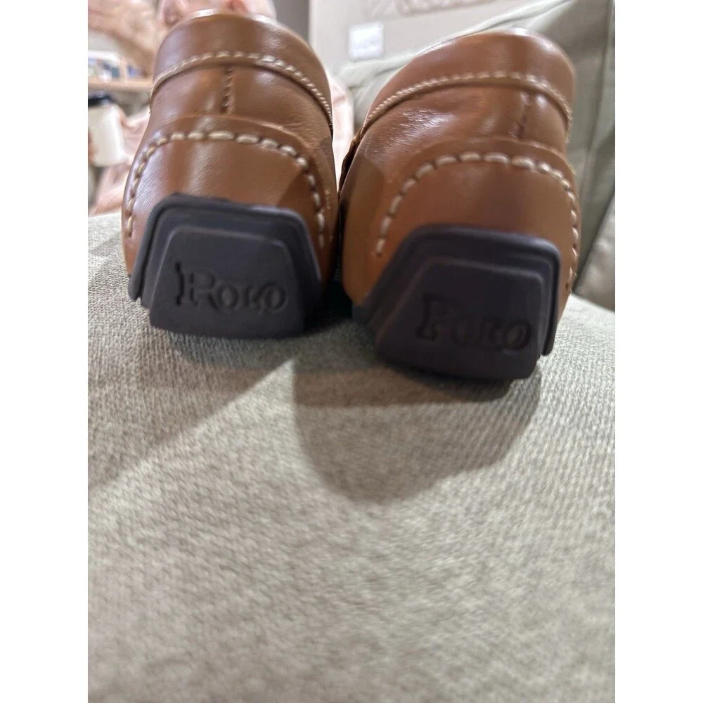 Polo Ralph Lauren Leather Penny Loafers Brown Driving Moccasins Kids